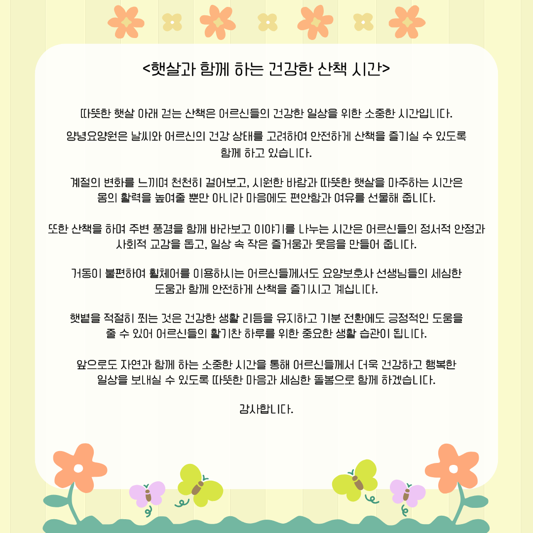 햇살과 함께 하는 건강한 산책 시간